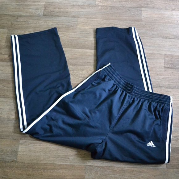 Adidas Essential Men's Navy Blue Three Stripe Athletic Track Pants Size Large - Picture 1 of 4